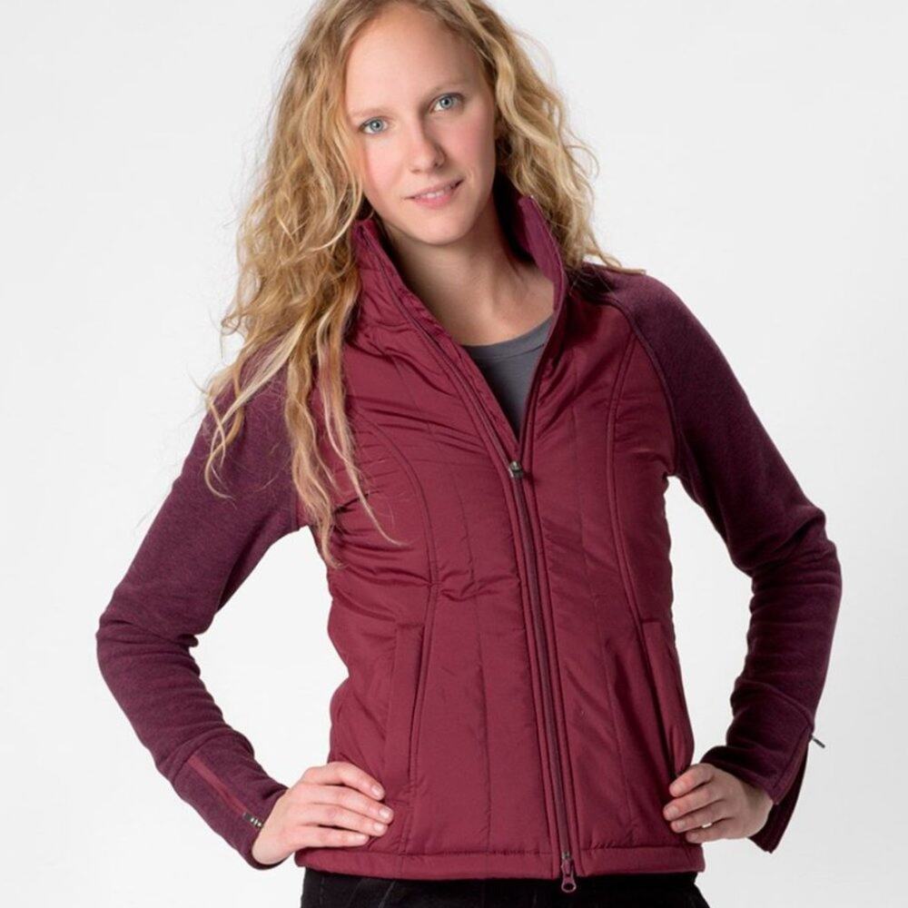 Prana 'Audrina' Insulated Mock Neck Zip Up Jacket in 'Plum Red' Size Small